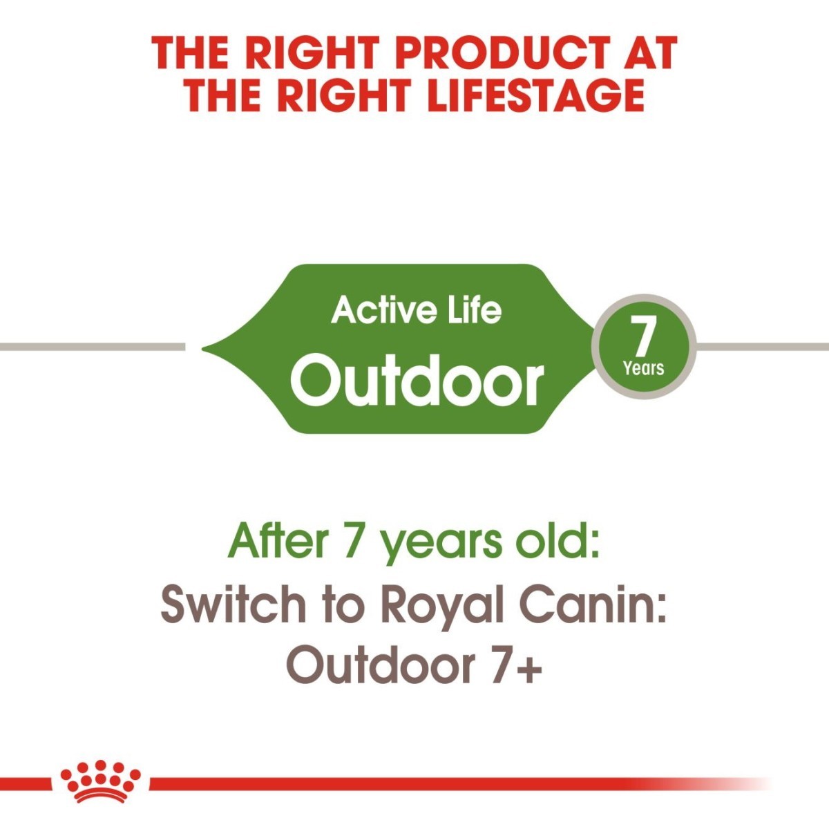 Royal Canin pet food label for outdoor cats after 7 years old