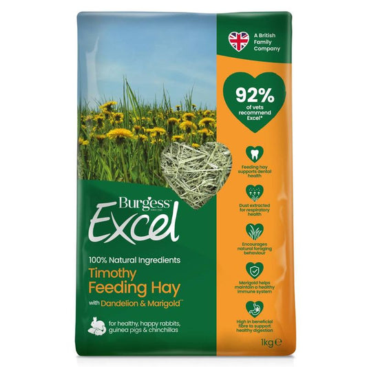 Burgess Excel Timothy Feeding Hay package with a field background