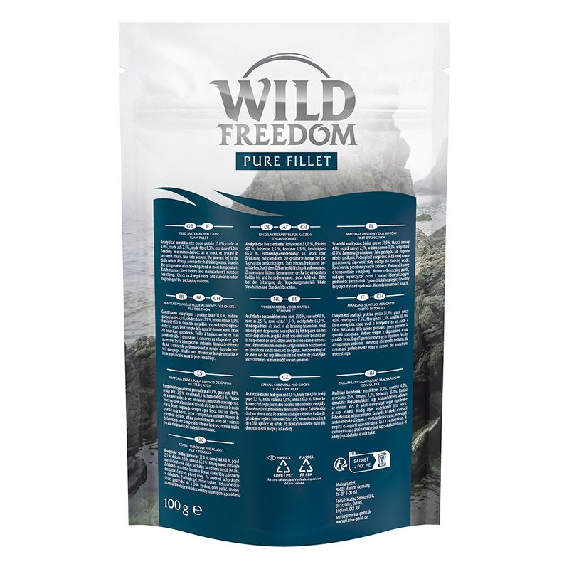 Wild Freedom pure fillet packaging with a blue label on a white background