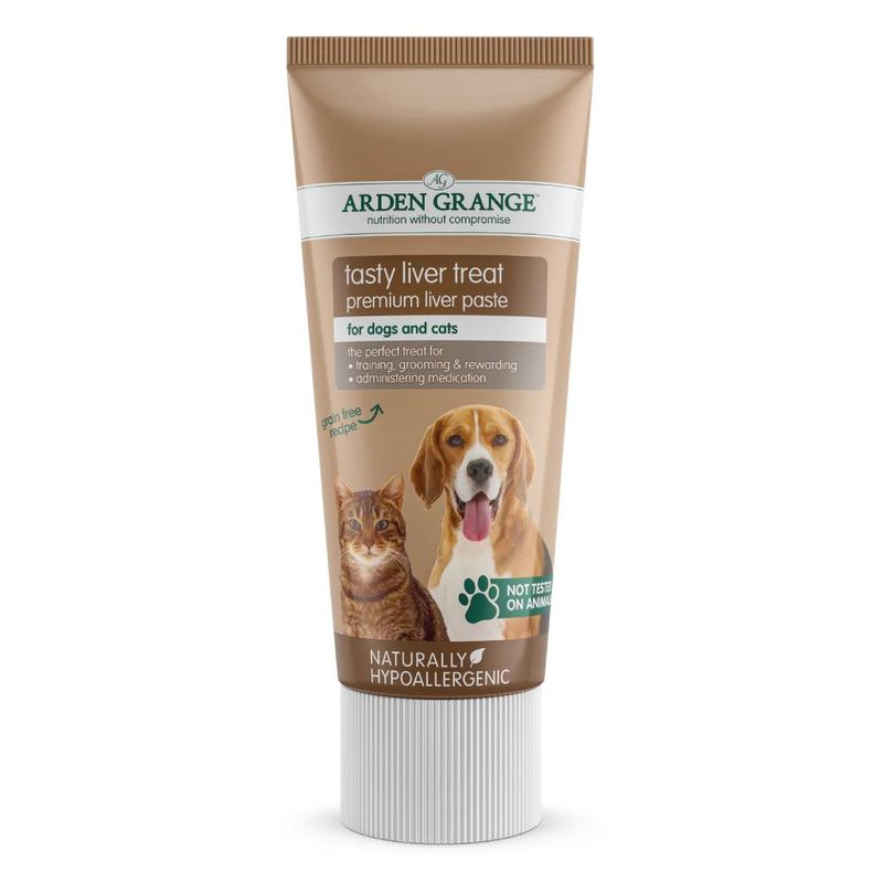 Arden Grange liver treat premium liver paste for dogs and cats on a white background