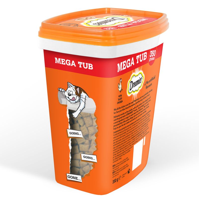 Orange container labeled 'Mega Tub' with cartoon character on a white background