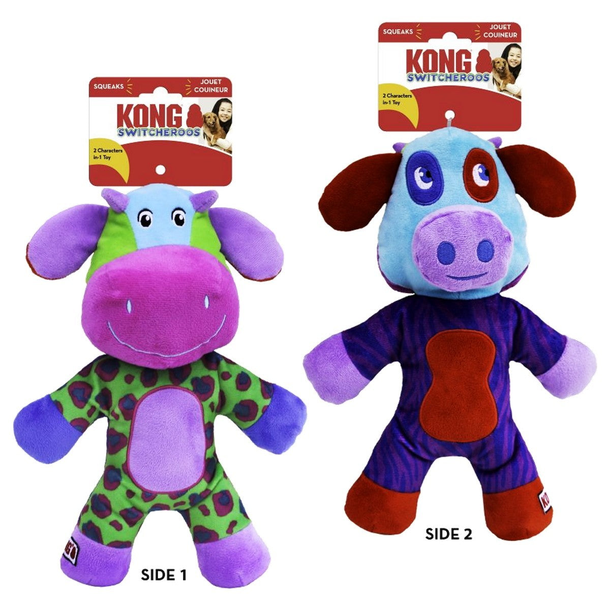 Two KONG Switcher toys on a white background with packaging.