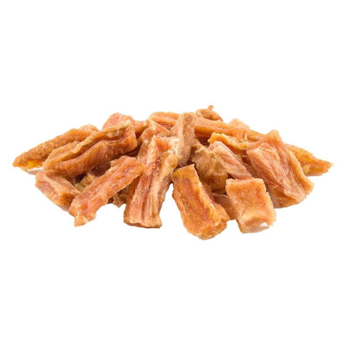 Dried dog treats on a white background