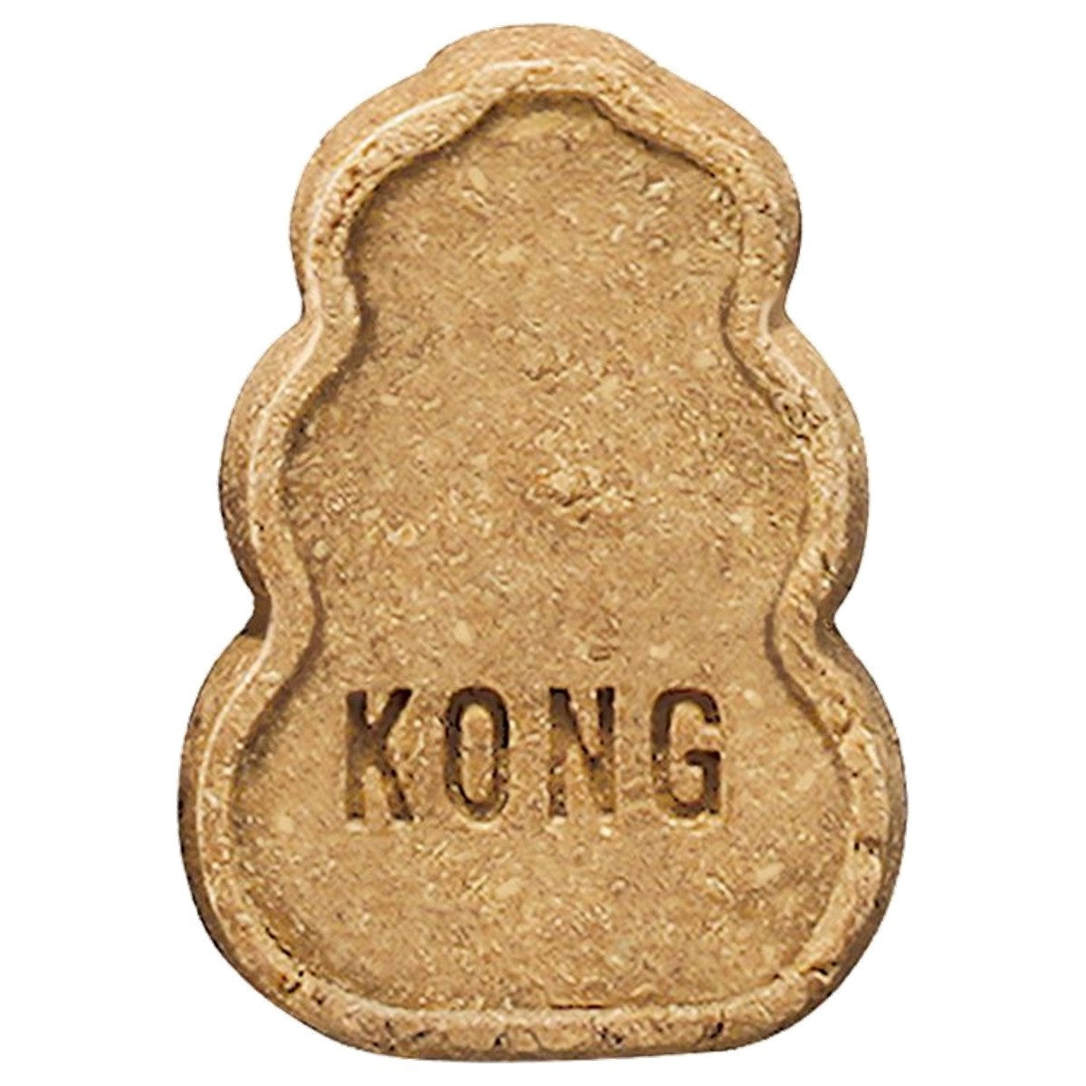 Dog treat shaped like a classic KONG with 'KONG' branding on a white background