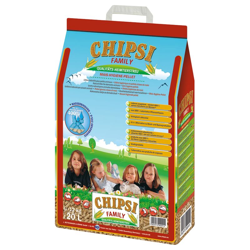 Chipsi Family packaging with children and grass design on a white background