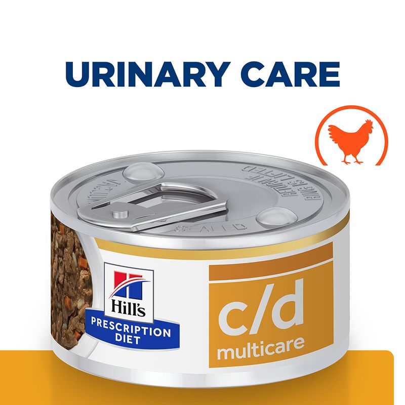 Can of Hills Prescription Diet c/d multicare urinary care cat food on a white background