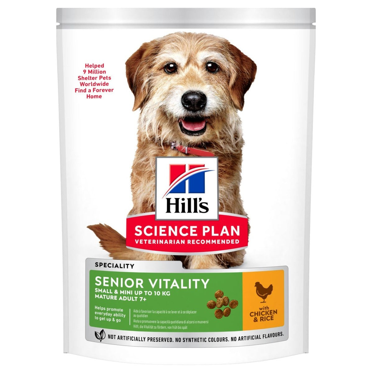 Hills Science Plan dog food package with a dog on the label