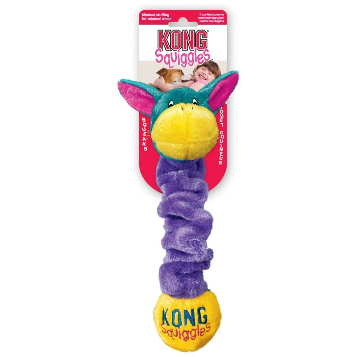 KONG Squiggles dog toy with colorful design on a white background