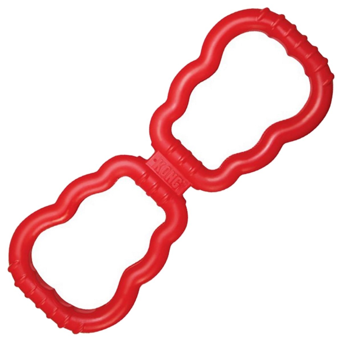 Red dog toy with a unique design on a white background