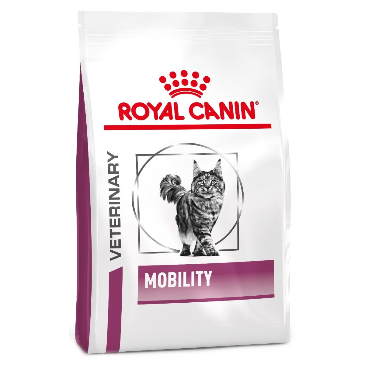 Royal Canin Veterinary Diet Mobility cat food package on a white background