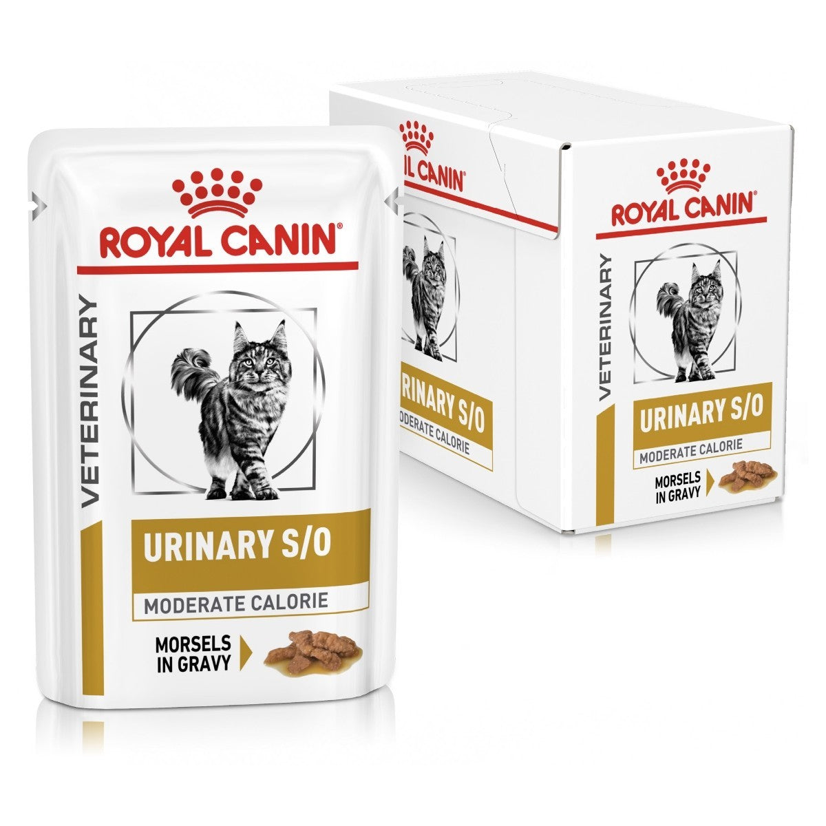Royal Canin Veterinary Diet Urinary S/O cat food packaging on a white background