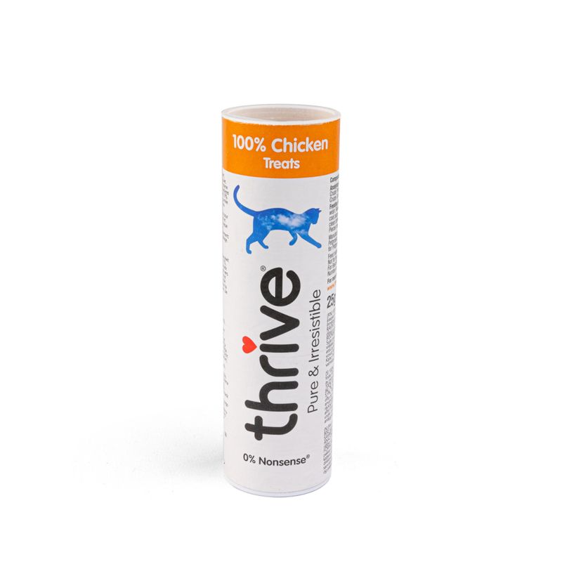 Thrive cat treat tube on a white background