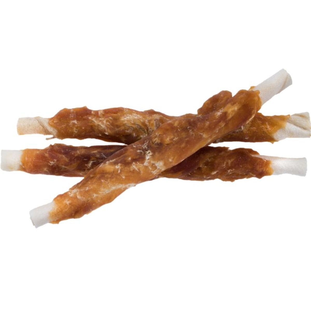 Three dog chew sticks on a white background