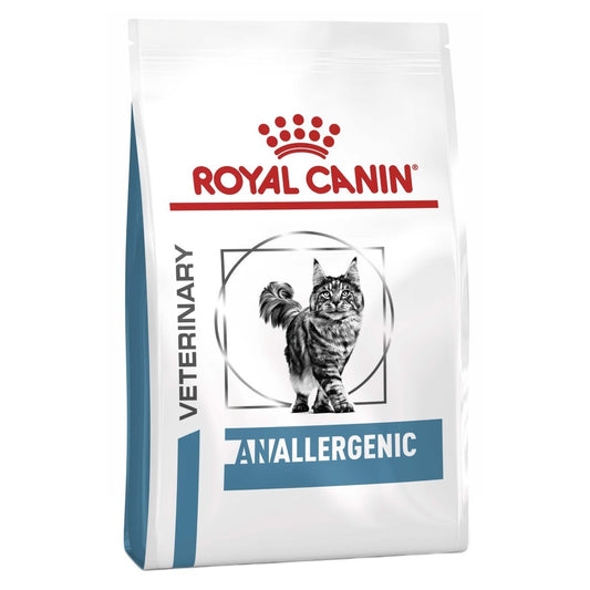 Royal Canin Veterinary Diet Allergenic cat food bag on a white background