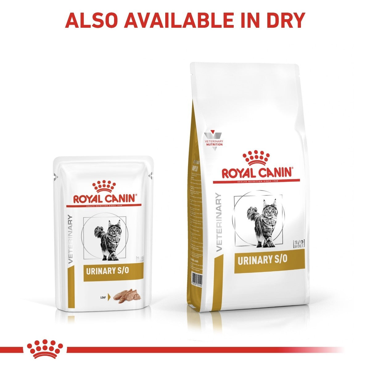 Royal Canin Veterinary Diet Urinary S/O cat food packaging on a white background