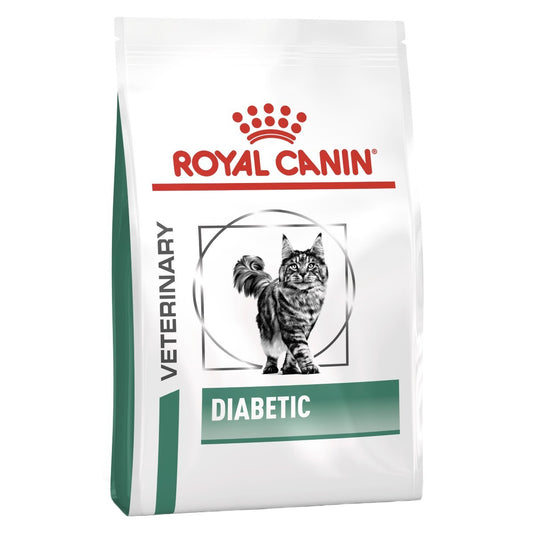 Royal Canin Veterinary Diabetic cat food packaging on a white background