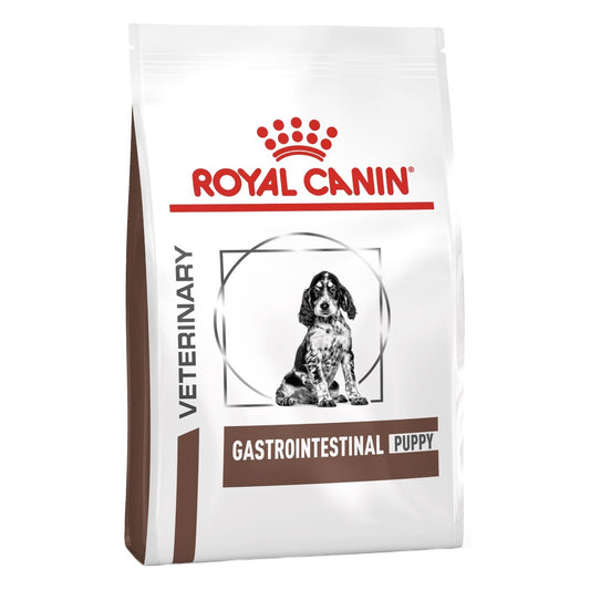 Royal Canin Veterinary Gastrointestinal Puppy food packaging on a white background