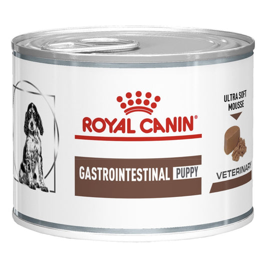 Can of Royal Canin Gastrointestinal Puppy food on a white background