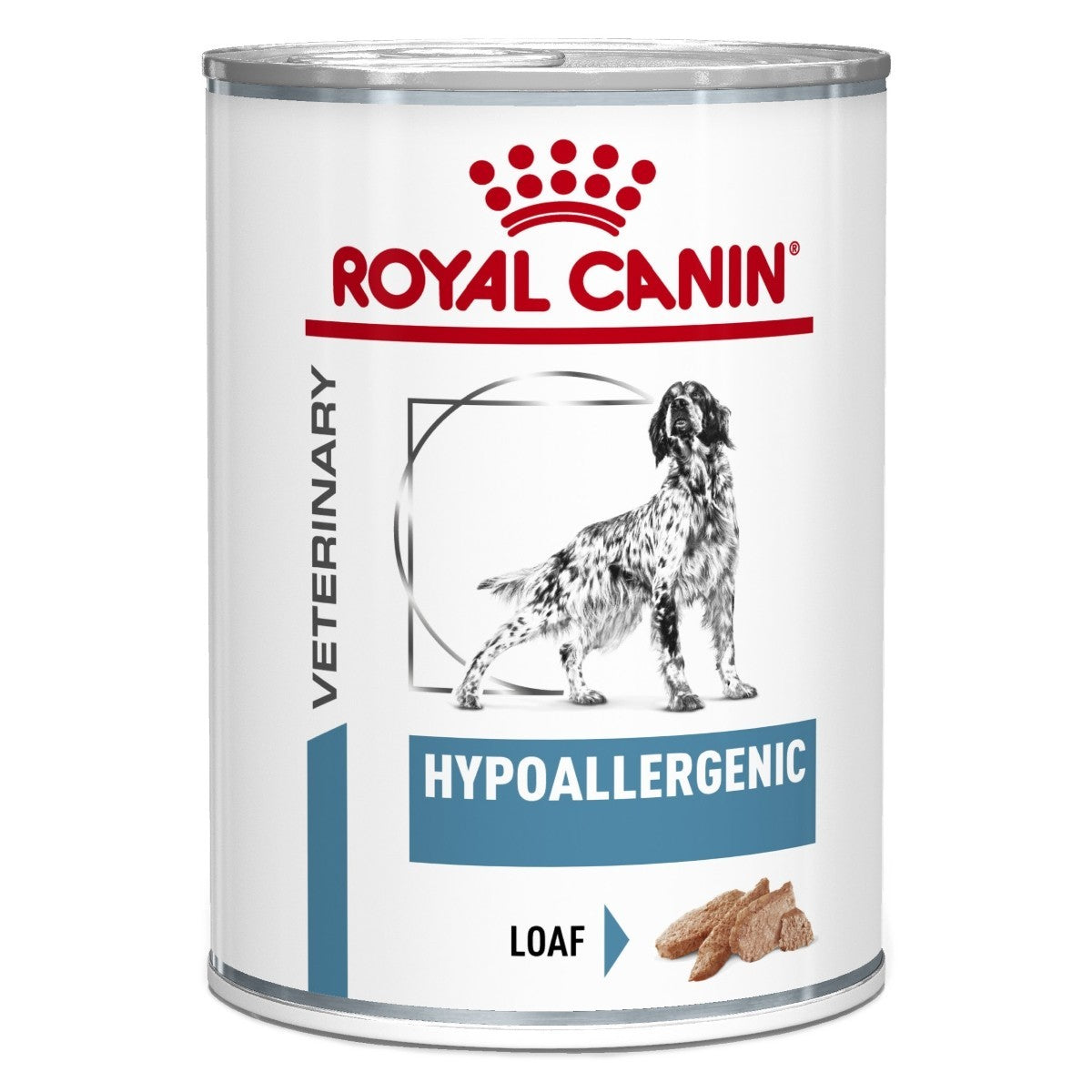 Royal Canin Veterinary Diet can for dogs on a white background