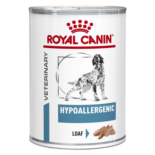 Royal Canin Veterinary Diet can for dogs on a white background