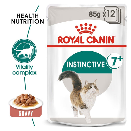 Royal Canin Instinctive 7+ cat food pouch packaging on a white background