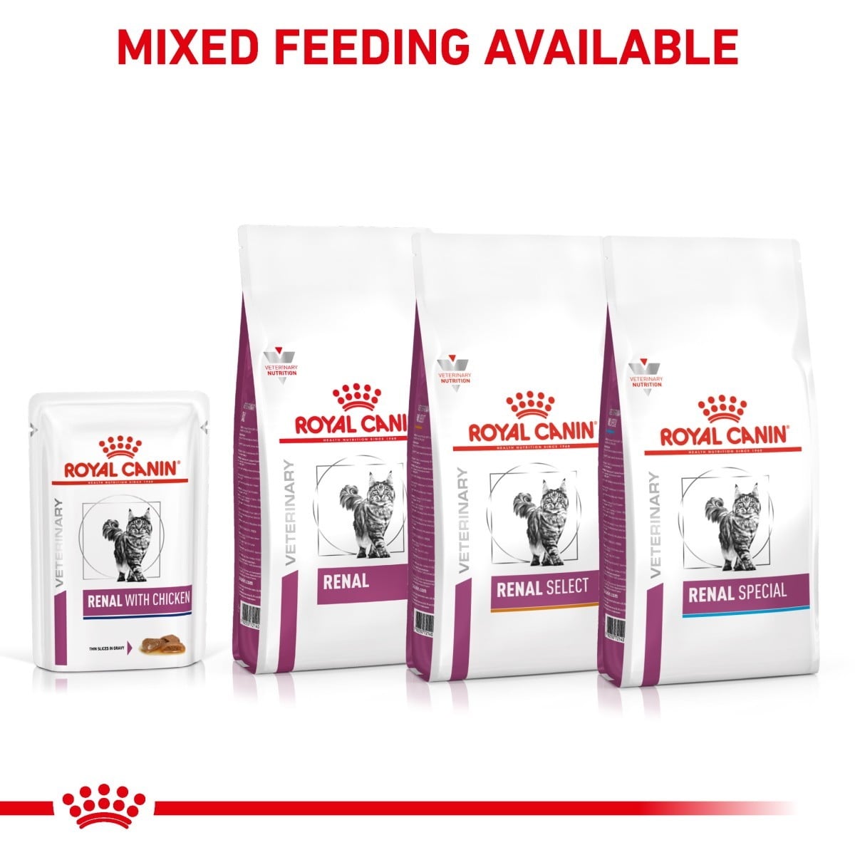 Royal Canin veterinary diets for cats on a white background