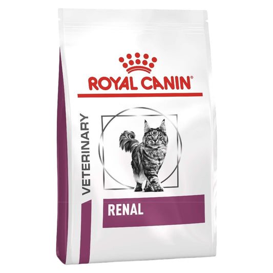 Royal Canin Veterinary Renal cat food package on a white background