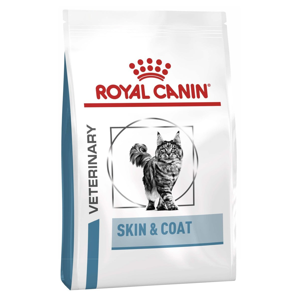 Royal Canin Veterinary Skin & Coat cat food package on a white background