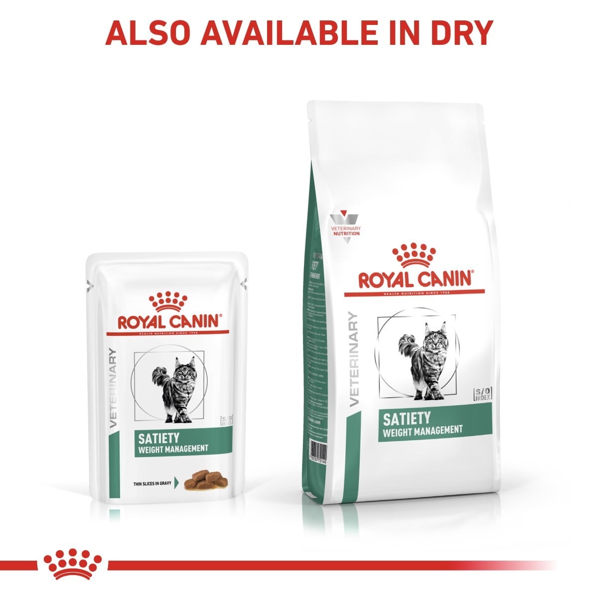 Royal Canin Veterinary Diet Satiety Weight Management food packaging on a white background