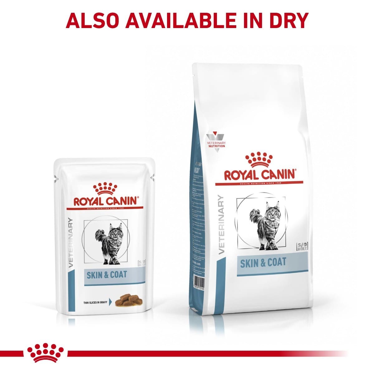 Royal Canin Veterinary Diet Skin & Coat food packaging on a white background