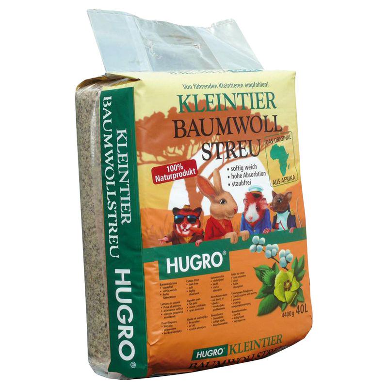 Package of Hugro Cotton Litter for small pets featuring the product and its features.