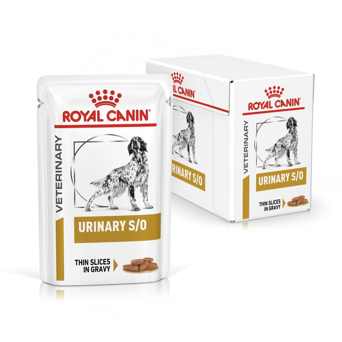 Royal Canin Veterinary Diet Urinary S/O dog food packaging on a white background
