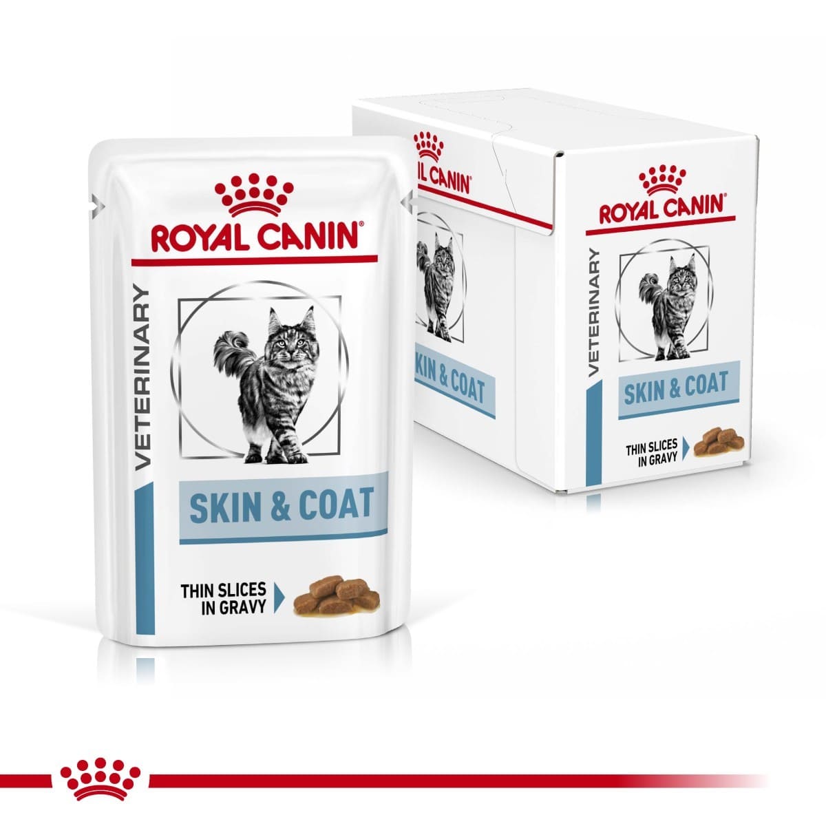 Royal Canin Veterinary Skin & Coat cat food packaging on a white background