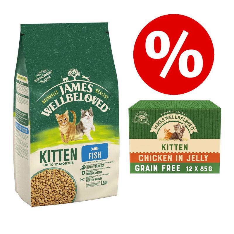 1.5kg James Wellbeloved Dry Cat Food + 12 x 85g Wet Food - Bundle Price! *