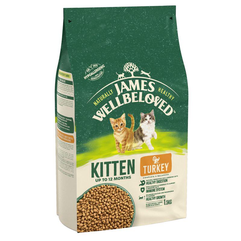 1.5kg James Wellbeloved Kitten Dry Cat Food + 12x85g Wet Cat Food Bundle Price! *