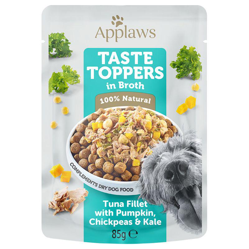 Natural dog toppers in broth