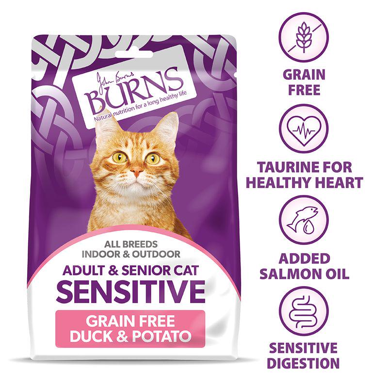 Burns Adult and Senior Cat Sensitive Grain-Free Duck and Potato