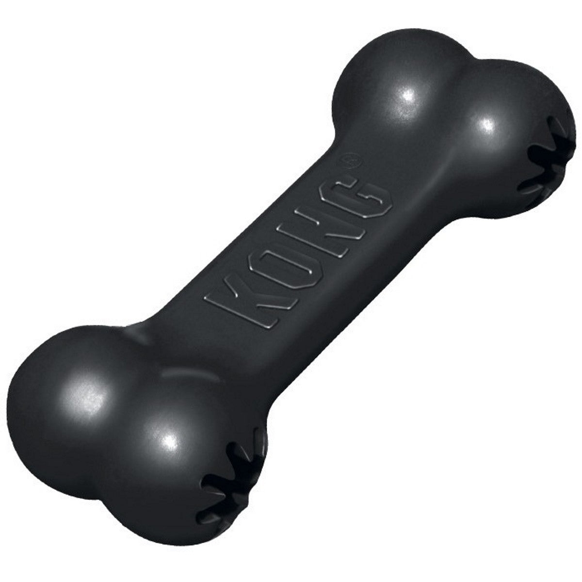 Black KONG dog toy on a white background