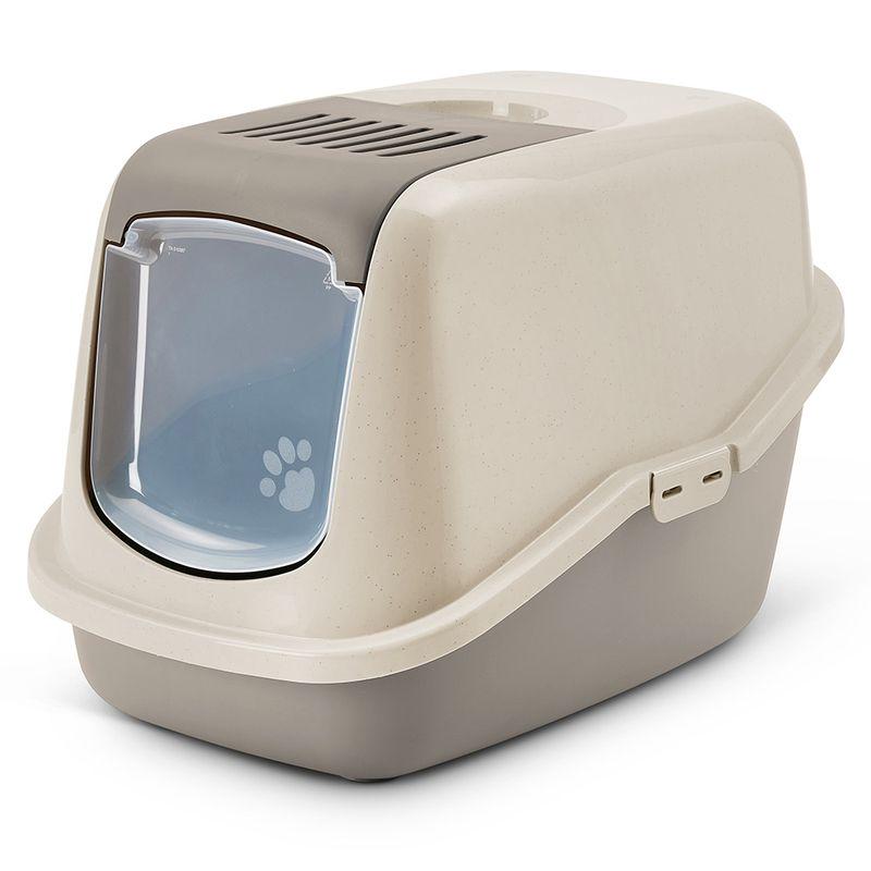 Covered cat toilet with flap door
