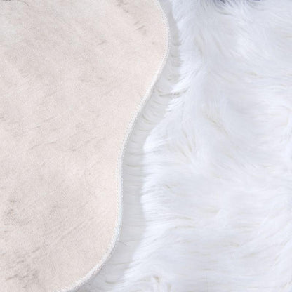 White fluffy pet rug