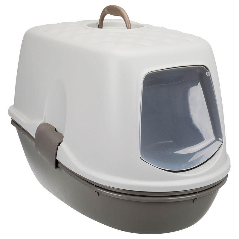 Hooded cat toilet with top filter