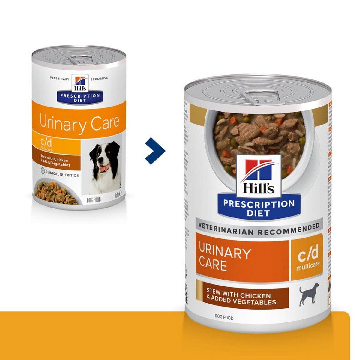 Dog eating Hill’s c/d Chicken Stew