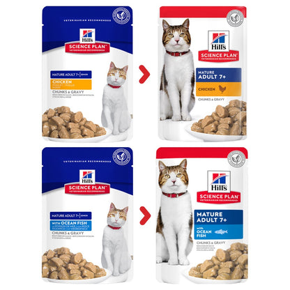 Hill's Science Plan Mature Adult 7+ Cat Food Pouches (12 x 85g)