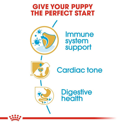 Advertisement for a pet product with icons and text about immune system support, cardiac tone, and digestive health.