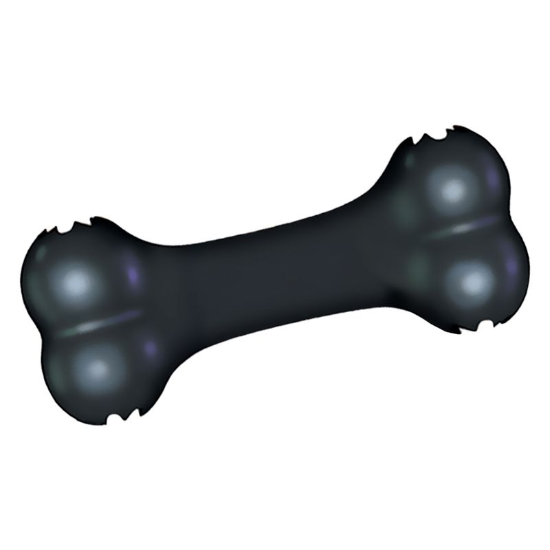 Black bone-shaped toy on a white background