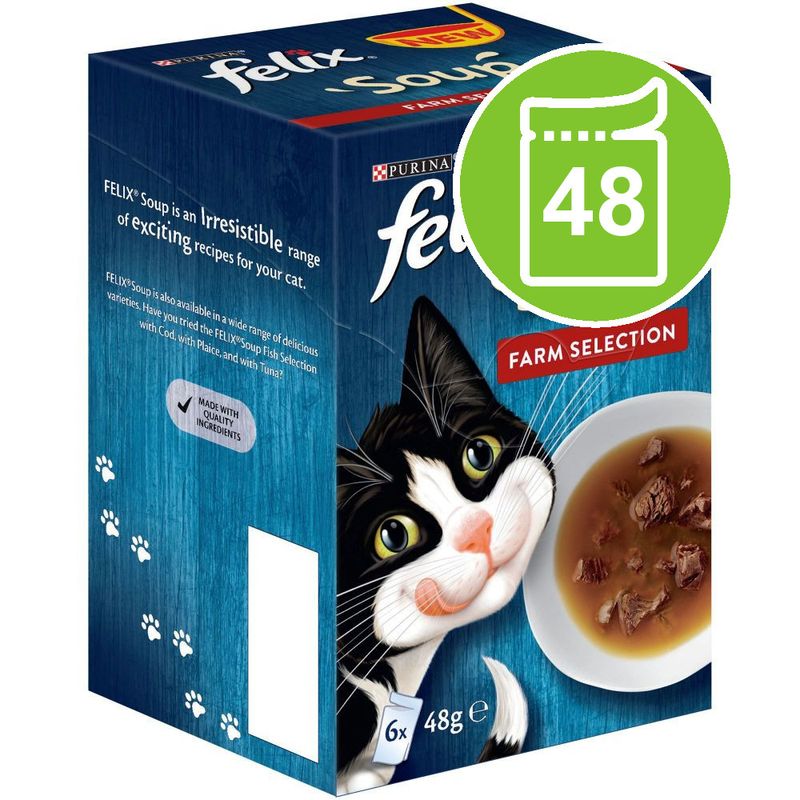 Box of Felix cat food with a cat illustration and text on a white background