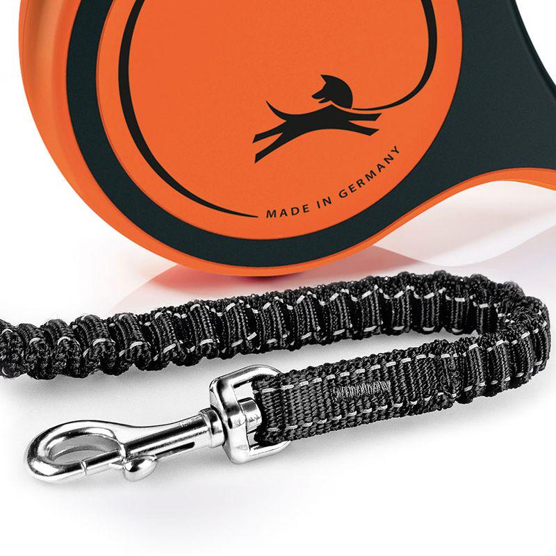 Orange retractable leash
