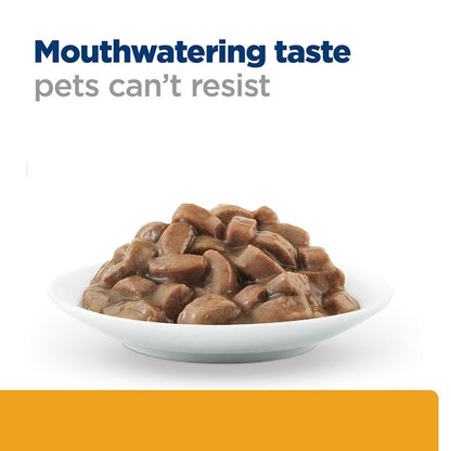  bowl of pet food with text 'Mouthwatering taste pets can't resist' on a white background