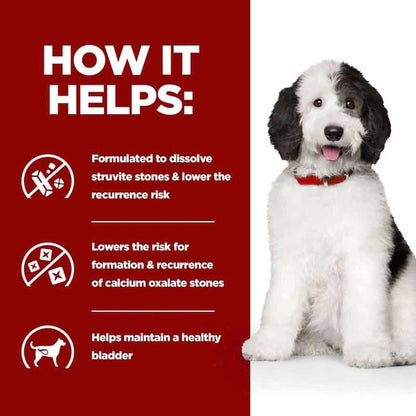Dog with a red background and text about pet health benefits