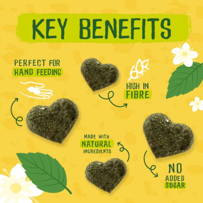 Key benefits of heart-shaped food items on a yellow background with green text and illustrations.